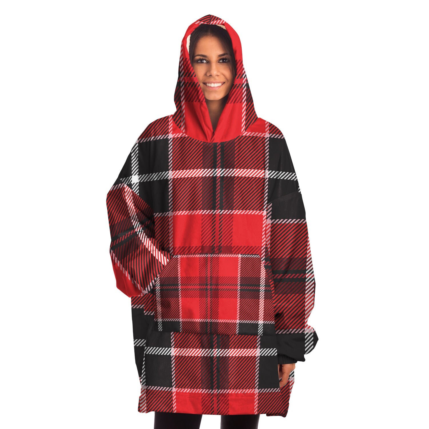 Snug Hoodie / Red Buffalo Plaid Pattern 