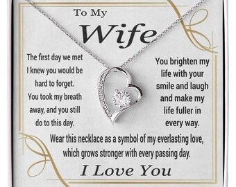 To My Wife Gift Necklace, Forever Love Heart Pendant For Wife, Anniversary, Birthday, Valentine's Day Gift For Wife, Mother's Day Present