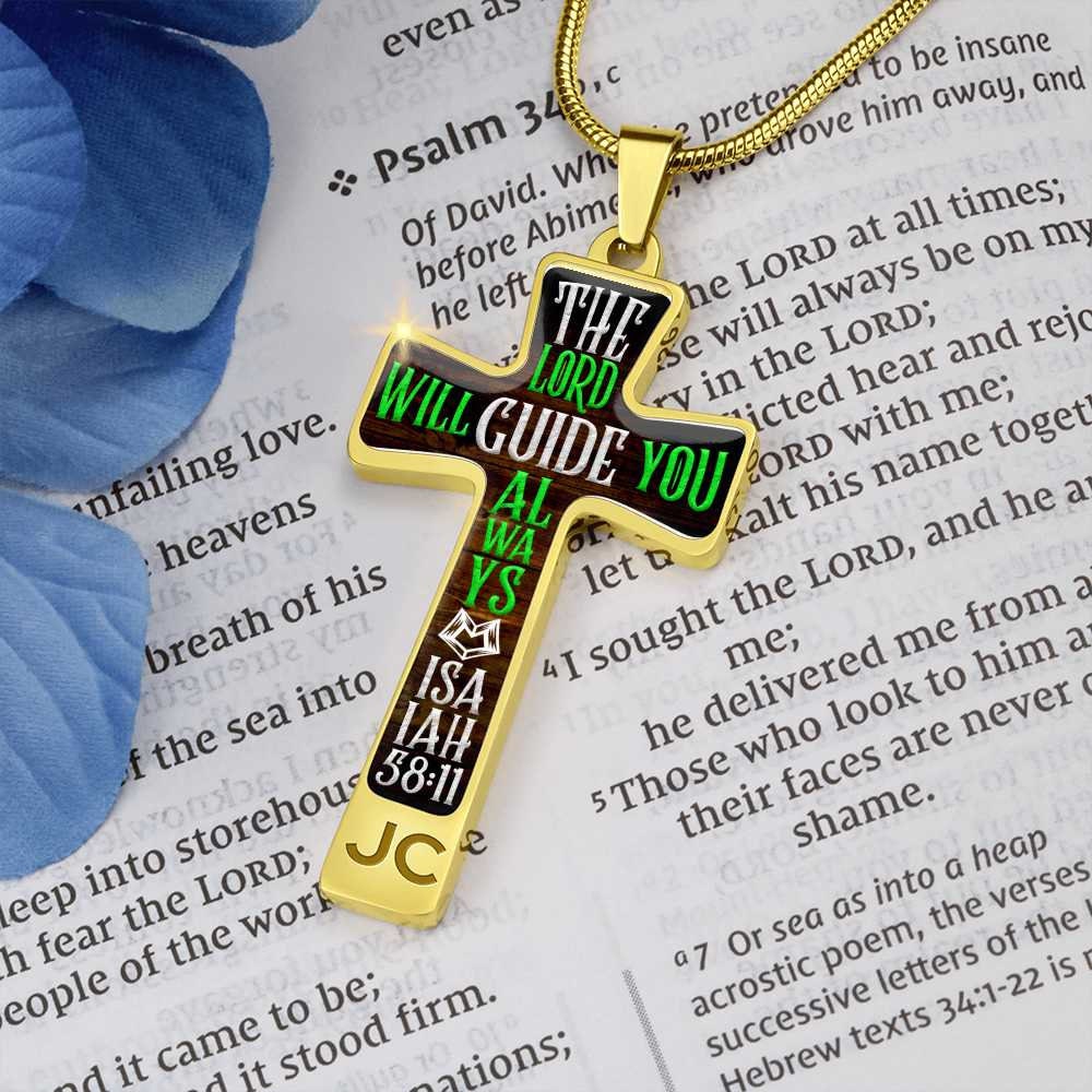 Men's Cross Necklace Engraved Cross 
