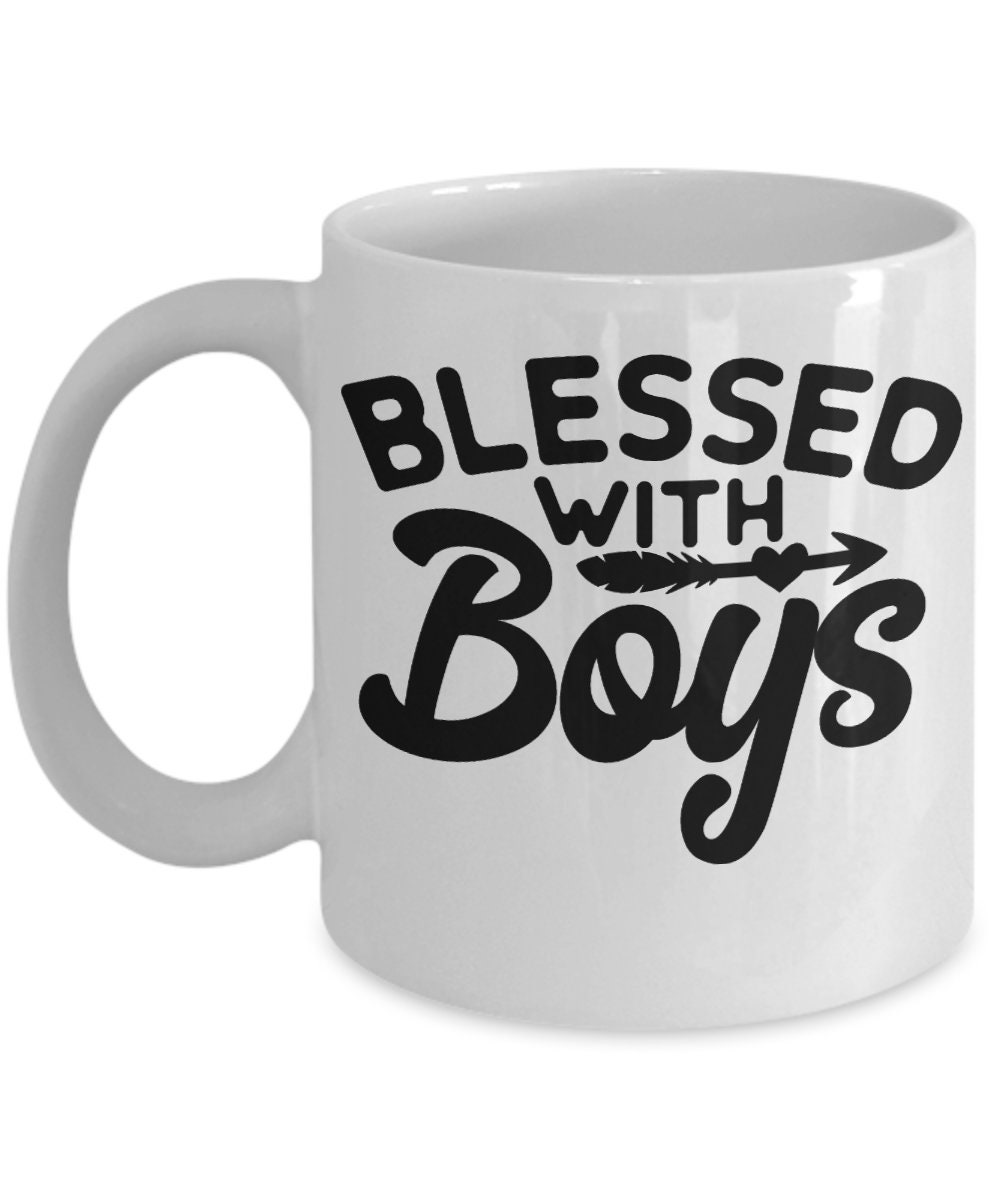 Mom Of Boys Coffee Mug, Messy. Blessed. Life.