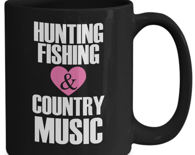 Hunting, Fishing and Country Music Heart Mug