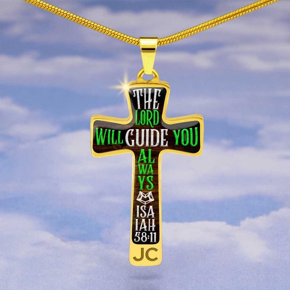 Men's Cross Necklace Engraved Cross 