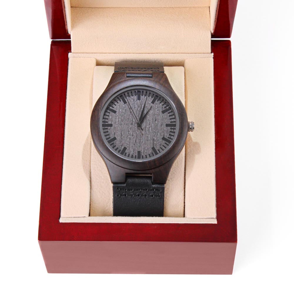 Ebony wood engraved watch for son best sale