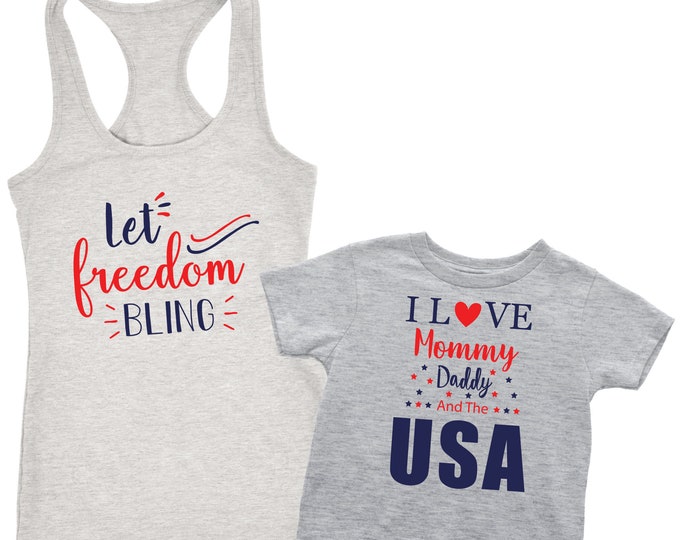 4th of July Shirts Mom and Child 4th of July Shirts Patriotic Shirts for Mom and Baby - Combo Apparel