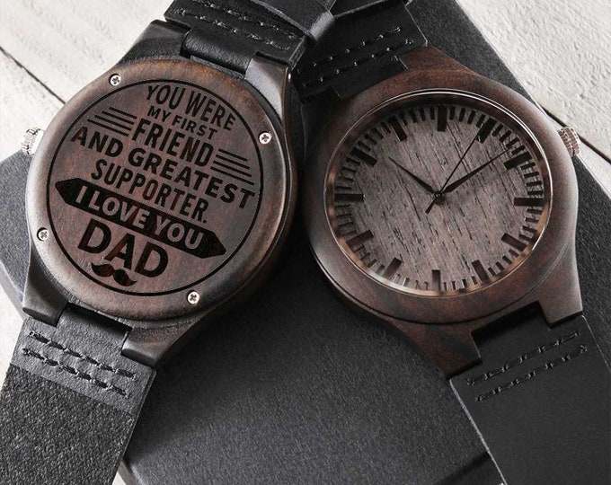 Engraved Wooden Watch For Dad, To Dad from Son and Daughter Gift Watch, Gift for Dad Birthday, Father's Day Gift, Christmas Present