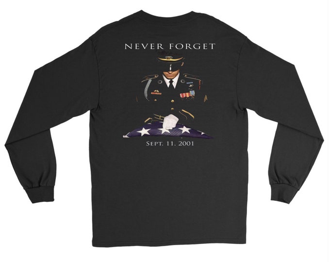 Never Forget Shirt September 11th Clothing 9 11 Apparel - Gildan Long Sleeve Tee