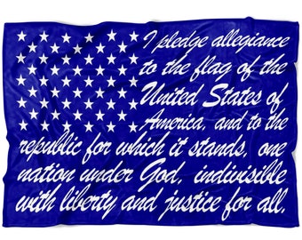 Pledge of Allegiance Blanket Patriotic Fleece Blanket US Flag Pledge Blanket