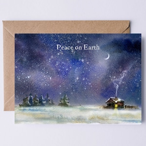 Carte numérique paix sur terre - carte de Noël à imprimer Noël carte imprimable carte nature téléchargement immédiat