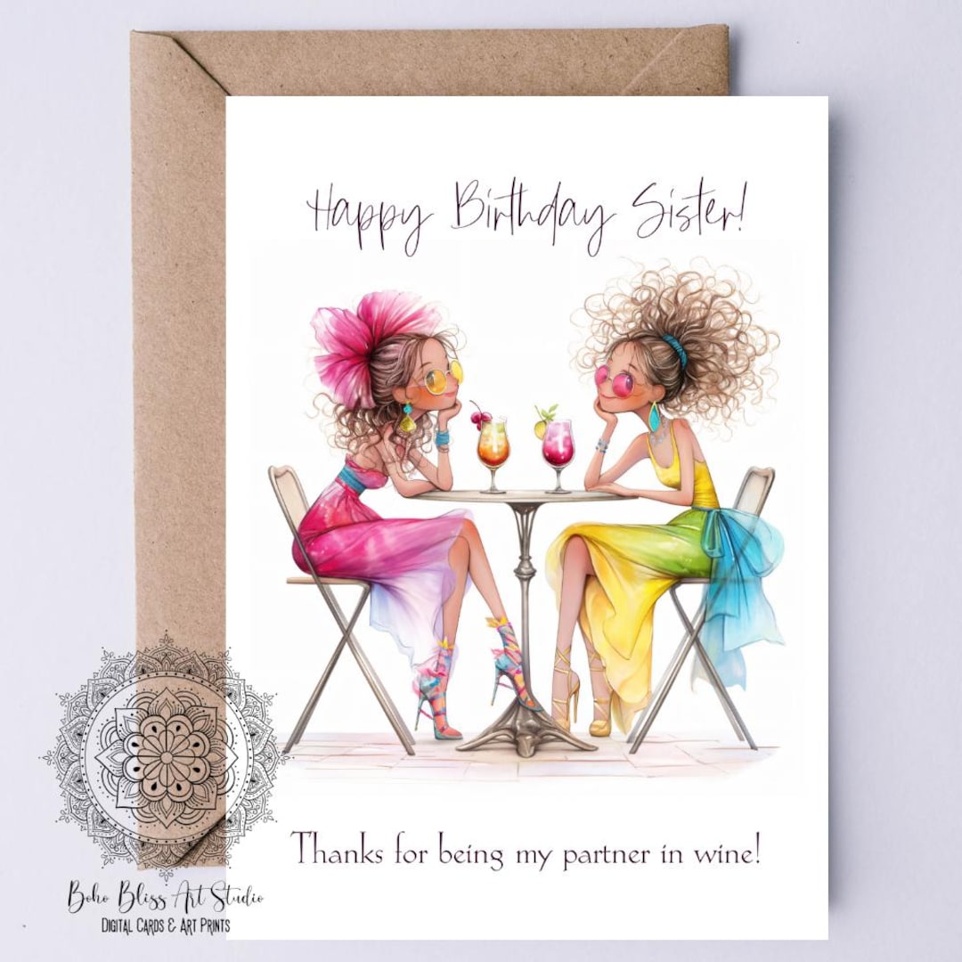 Sister Birthday Card DIGITAL Birthday Card Thanks for Being My Partner ...