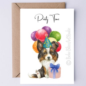 Cartão digital Border Collie Cartão de convite Border Collie - Cartão de aniversário para impressão de cachorro - Cartão de felicitações de cachorro para imprimir - Cartão de formatura