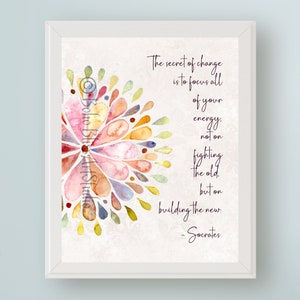 Socrates quote afdrukbare kunst Het geheim van verandering is om al je energie te concentreren Empowering Art DIGITALE inspirerende quote Art Graduation Gift