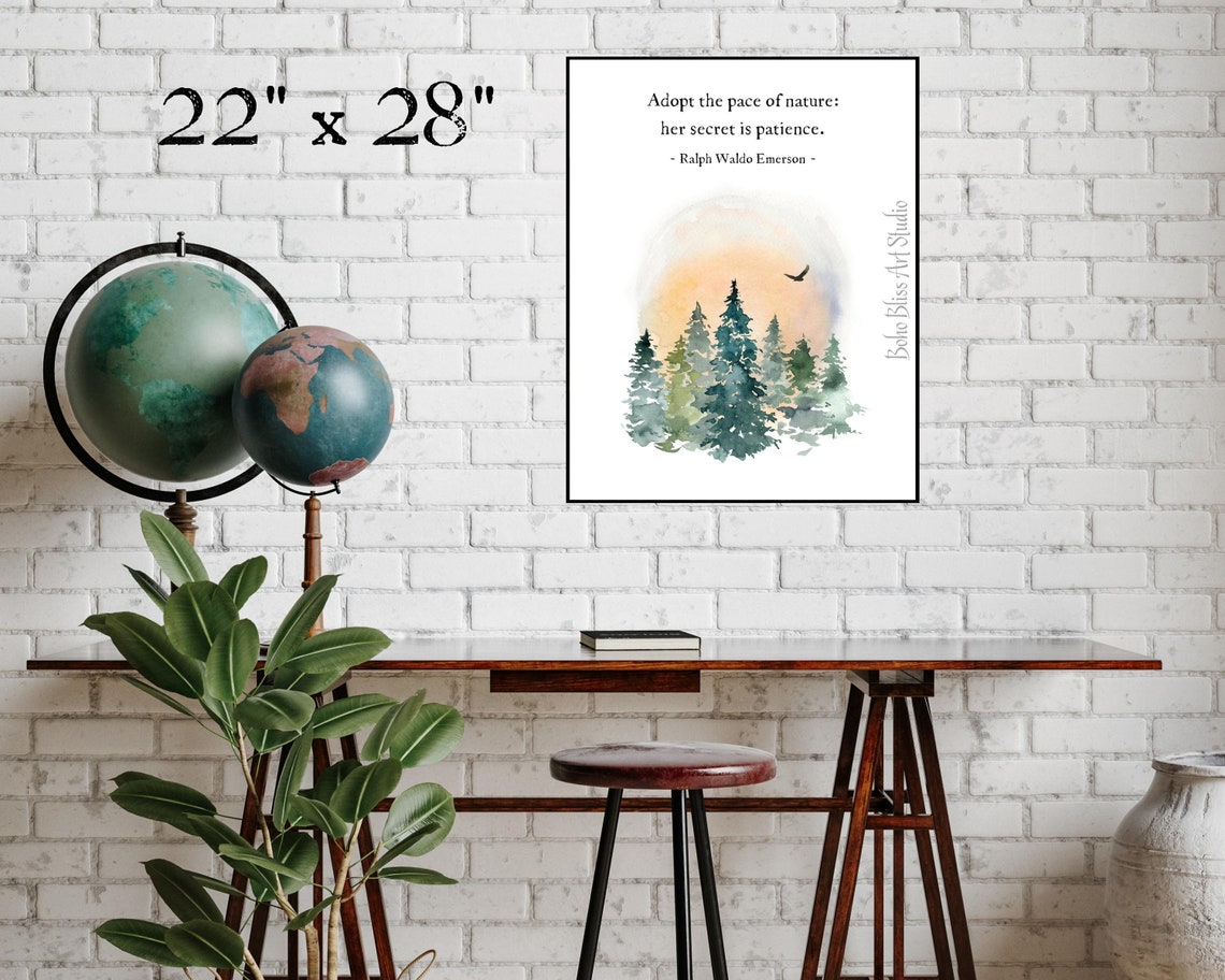 Ralph Waldo Emerson Quote Printable Wall Art | Adopt the Pace of Nature ...