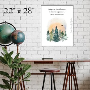Ralph Waldo Emerson Quote Printable Wall Art | Adopt the Pace of Nature ...