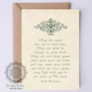 Bendición irlandesa (tarjeta imprimible): Que el camino se abra a tu paso. Que el viento siempre sople a tu favor. Brindis de boda irlandés (descarga instantánea).