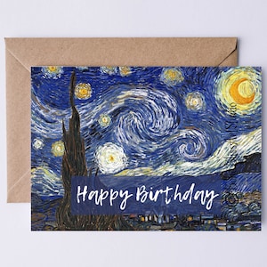 Carte d'anniversaire Vincent van Gogh La nuit étoilée Art carte d'anniversaire numérique amateur d'art artiste art carte d'anniversaire étudiant enseignant majeur à télécharger