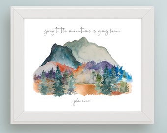 Andare in montagna è tornare a casa Citazione di John Muir DIGITALE Stampa artistica John Muir Arte murale Citazione sulla natura STAMPABILE Decorazione per la casa Download immediato