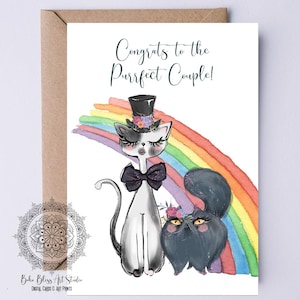 Katze LGBTQ Hochzeitskarte Katzenpaar DIGITALE Karte Katzenliebhaber Jahrestag DRUCKBARE Karte Glückwünsche, Verlobungskarte Sofort Download