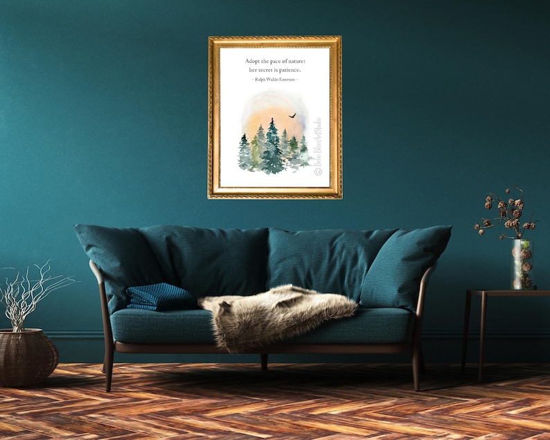 Ralph Waldo Emerson Quote Printable Wall Art | Adopt the Pace of Nature ...