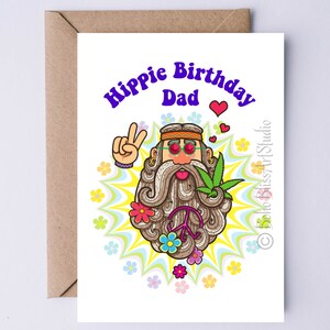 Tarjeta de cumpleaños hippie para papá Tarjeta de cumpleaños DIGITAL para papá - Tarjeta de cumpleaños hippie para papá IMPRIMIBLE para él Descarga instantánea