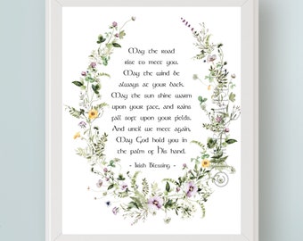 May the Road Rise to Meet You Digital Ireland Art Print - Irish Wedding Blessing Gift Ireland Wall Art Instant Download