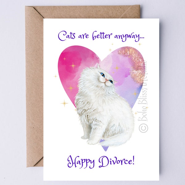 Divorce Card PRINTABLE Divorce Congratulations Card for Her Funny Divorce Card Digital Cat Lover Divorce Support Card Instant Download