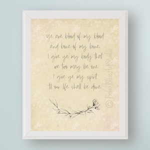 Ye are Blood of My Blood & Bone of My Bone Scottish Wedding Blood Vow Printable Art Outlander Wedding Gift  Scotland Anniversary Gift