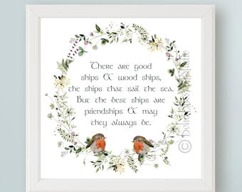 There Are Good Ships & Wood Ships Irish Toast DIGITAL Art Ireland Friendship Toast PRINTABLE Art Instant Downloand