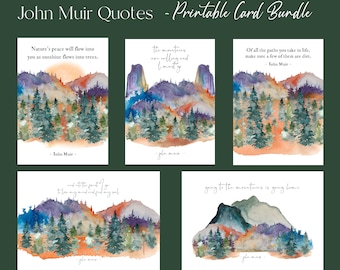 John Muir-citatkortpaket - Utskrivbart naturkonstbrevpappersset - DIGITALT kort Tree Hugger-födelsedags- eller pensionskort för honom