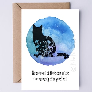 Carte de sympathie pour chat imprimable Aucun temps ne peut effacer la mémoire d'un bon chat - Carte de vœux numérique pour perte d'animal de compagnie Cat Death Grief Notecard