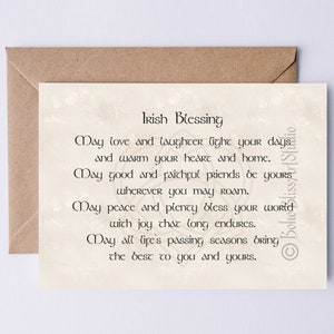 Tarjeta imprimible de bendición irlandesa Que el amor y la risa iluminen tus días y calienten tu corazón y tu hogar... Tarjeta de cumpleaños de la tarjeta de boda digital de Irlanda