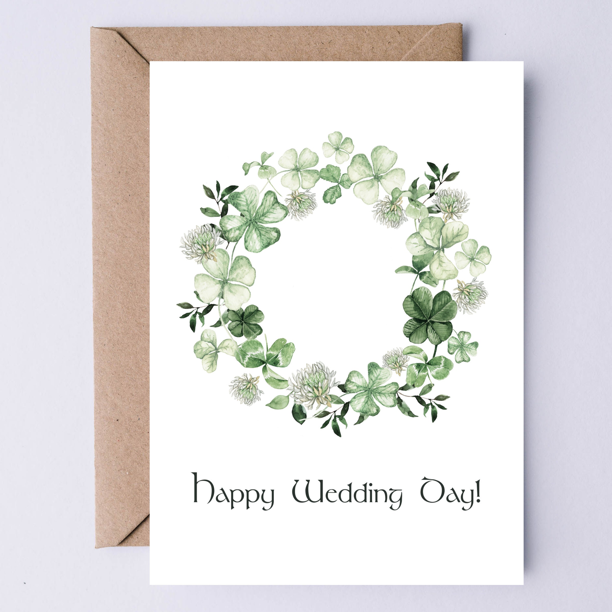 Printable Wedding Card Happy Wedding Day Shamrock Wreath Etsy 日本
