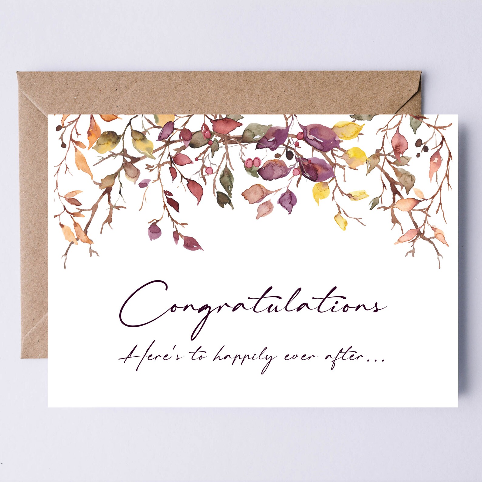 Congratulations Printable Wedding Card Autumn Foliage | Etsy