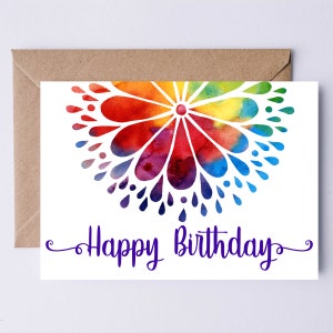 Regenbogen Mandala DRUCKBARE Geburtstagskarte Boho Geburtstagskarte zu drucken DIGITAL Download