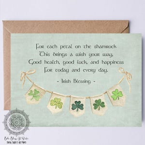 Für jedes Blütenblatt auf dem Kleeblatt bringt dies einen Wunsch auf den Weg Irish Blessing DIGITAL Karte Irland DRUCKBARE Hochzeitskarte Geburtstag Jahrestag