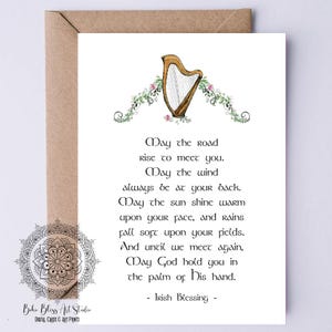 Carte imprimable de bénédiction de mariage irlandais Que la route se lève pour vous rencontrer Carte numérique d'Irlande - carte d'anniversaire de bénédiction irlandaise