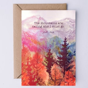 The Mountains are Calling & I Must Go John Muir Quote DIGITAL Fall Card Autumn PRINTABLE Nature Card Retirement Card Fall Birthday Card
