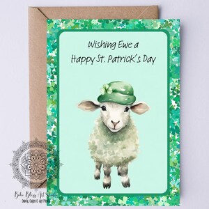 Tarjeta DIGITAL para el Día de San Patricio con ovejas Tarjeta IMPRIMIBLE para el Día de San Patricio con ovejas irlandesas Descarga instantánea