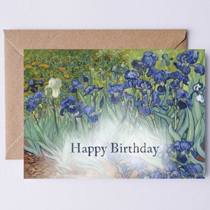 Vincent van Gogh, peinture iris, carte d'anniversaire numérique, carte d'anniversaire imprimable pour amateur d'art, jardinier, artiste, enseignant, carte d'iris