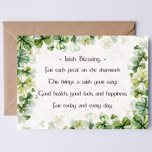For Each Petal on the Shamrock... Irish Blessing DIGITAL Card Ireland Wedding Blessing PRINTABLE Card Irish Birthday Card Instant Download
