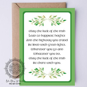 Que a sorte dos irlandeses levem às alturas mais felizes... Cartão DIGITAL Irish Toast Cartão para impressão Ireland Toast Download instantâneo