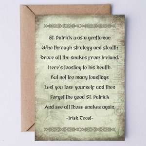 Cartão irlandês para impressão St Patrick era um cavalheiro que, por meio de estratégia e furtividade ... Cartão engraçado da Irlanda - Cartão irlandês download instantâneo