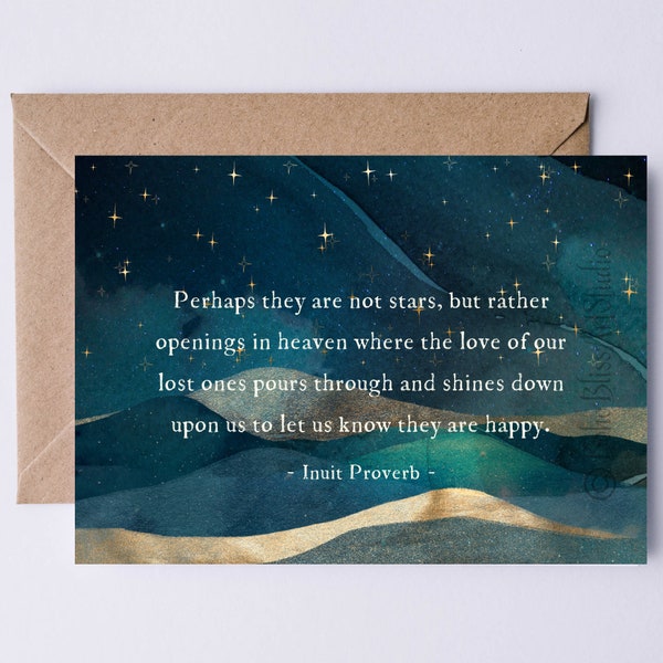 Inuit Proverb Perhaps They Are Not Stars but Rather Openings in Heaven Digital Sympathy Card Condolences Printable Card for Grief