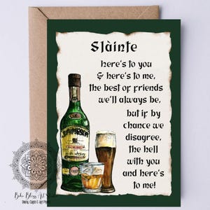 Carte NUMÉRIQUE pour toast irlandais Carte imprimable pour toast d'Irlande, voici pour vous et voici pour moi, drôle d'anniversaire irlandais, félicitations à la retraite