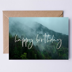 Carte numérique joyeux anniversaire | Carte de voeux de téléchargement instantané de photographie de forêt | Tree Hugger - Téléchargement numérique