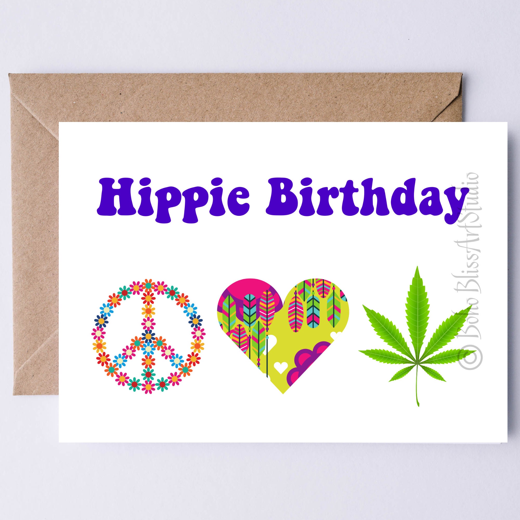 Artery8 Geburtstagskarte – Bunte Hippie-Blumen Retro Design