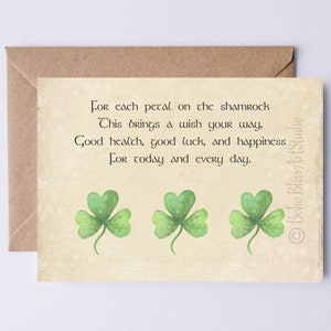 Irischer Segen druckbare Karte für jedes Blütenblatt auf dem Shamrock... Irland Digitale Hochzeitskarte - Mutter Frau Tochter Schwester Freundin Karte