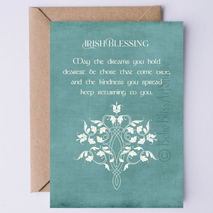 Tarjeta imprimible de bendición irlandesa Tarjeta digital de bendición de boda irlandesa Que los sueños que tienes Querida tarjeta de cumpleaños del Día de la Madre de Irlanda