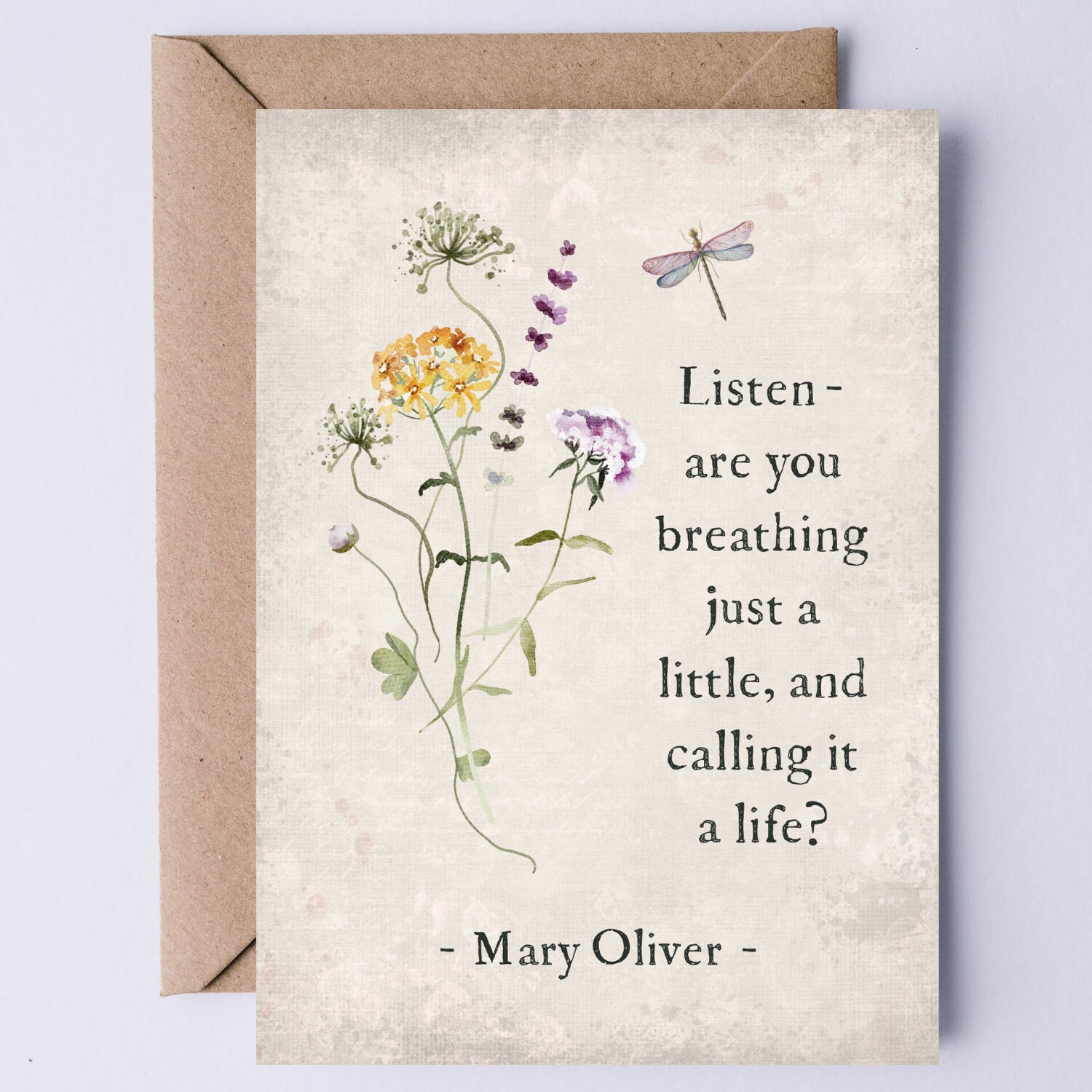 Oliver Vend Des Fleurs En Ligne Mary Oliver Citation Carte numérique Écoutez respirez-vous - Etsy France
