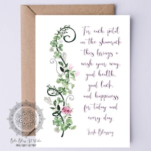 For Each Petal on the Shamrock... Irish Blessing DIGITAL Wedding Card Ireland Birthday Card Irish PRINTABLE Retirement Card Graduation Card