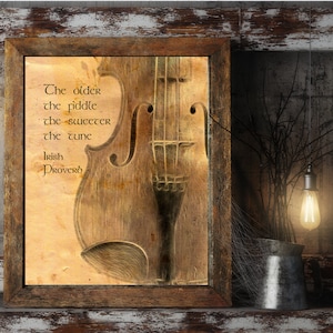 Irish Digital Art Print Proverb: The older the fiddle the sweeter the tune. Ireland Art Printable Gift for Midlife Friend image 4